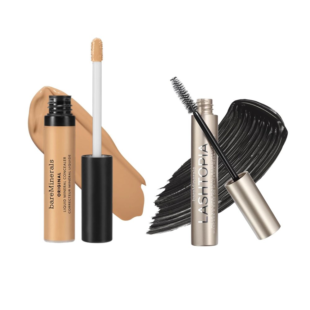 bareMinerals Original Liquid Mineral Concealer, Brightening Dark Circle + Lashtopia Mega Volume Black Mascara Bundle