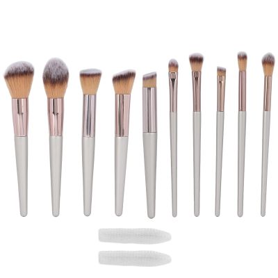 10pcs Makeup Brushes Set, Cosmetic Brush Kit with Soft Hair, Portable Eyeshadow Blush Brush for Makeup Beginners and Enthusiasts, Includes 2 Protective