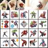 20Sheets Superhero Temporary Tattoos Birthday Themed Party Supplies Decoration Favors Cartoon Cute Sticker for Kids Boys Home Activity Class Prizes Carnival Christmas Rewards (C) view 2