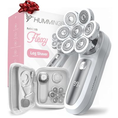 HUMMINGBIRD Flexy Electric Razors for Women  Cordless Rechargeable Waterproof Electric Leg Shaver for Silky Smooth Legs, Hair Removal Kit, Exfoliator, Cleanser, Travel Case & Bikini Trimmer for Women