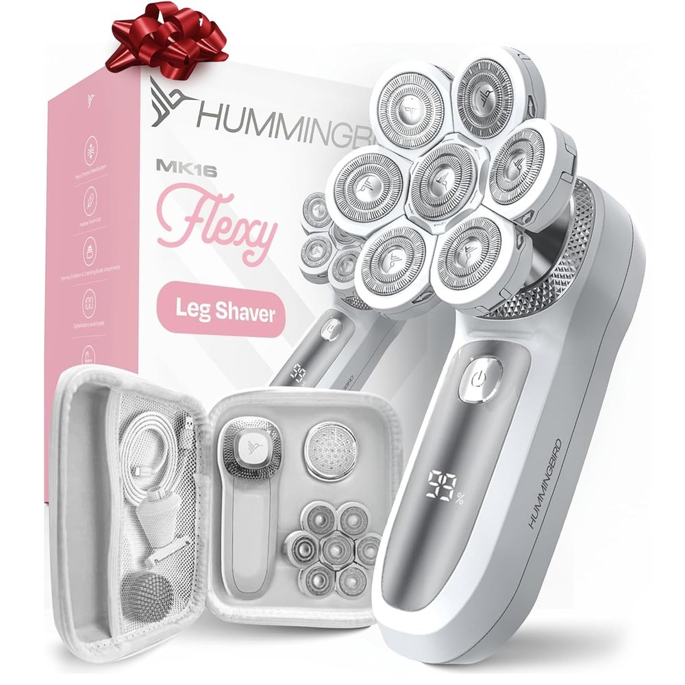 HUMMINGBIRD Flexy Electric Razors for Women  Cordless Rechargeable Waterproof Electric Leg Shaver for Silky Smooth Legs, Hair Removal Kit, Exfoliator, Cleanser, Travel Case & Bikini Trimmer for Women