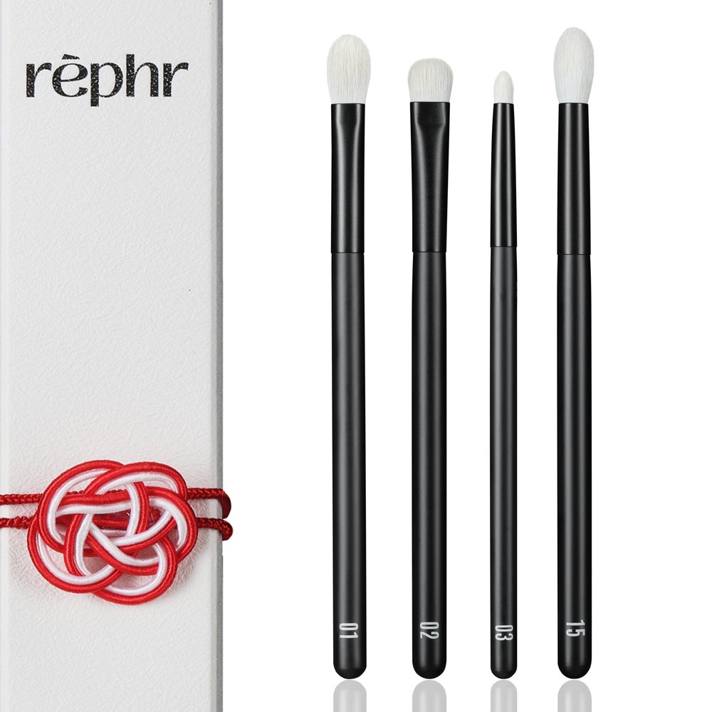 rephr The Core Eye Set 4 Natural Goat Hair Makeup Brushes for Blending, Shading, Detail & Crease, Handmade in Kumano, Japan