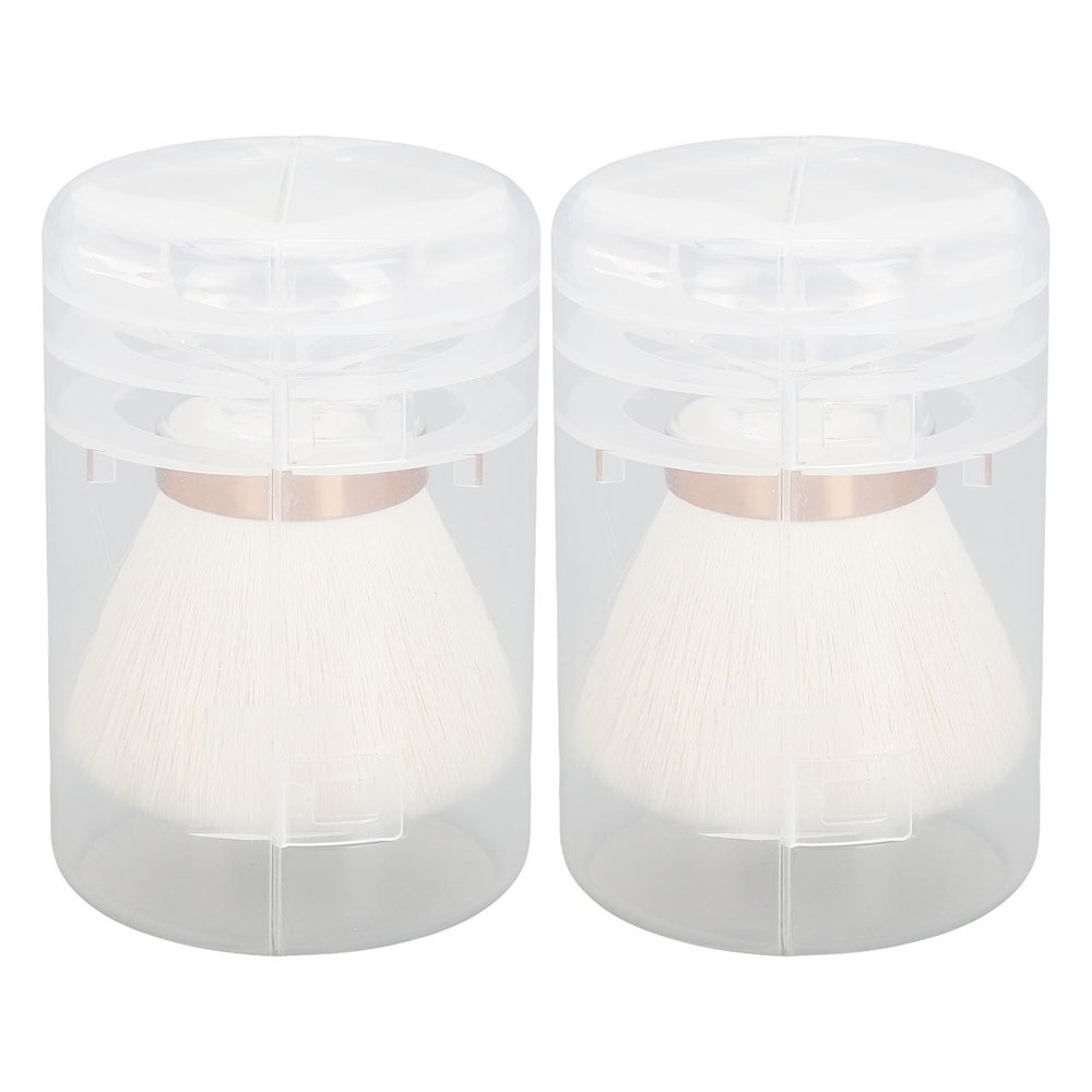 2Pcs Nail Dust Brush Set, Nail Powder Remover Brush with Artificial, Soft Nail Dust Cleaner Brush for Loose Powder Makeup, Includes 2 Storage Cases for Travel