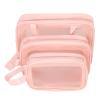 3Pcs Pink Makeup Bag Set Waterproof Multifunction Large Capacity Portable Travel Cosmetic Organizer Bag for Outdoor Travel view 1