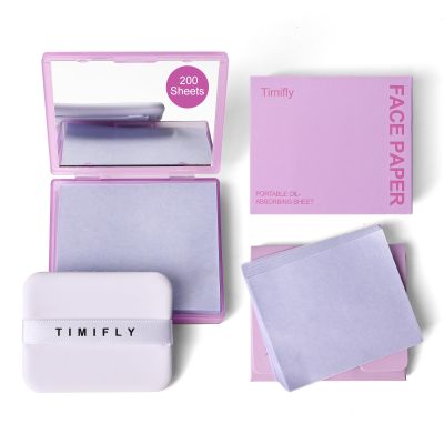 KYDA 200 Sheets Face Oil Blotting Paper, Included Refills, Mirror and Puff, Oil Absorbing Sheets for Matte Makeup, Controls Shine, Absorb Excess Oil, Travel Size Gentle Face Makeup