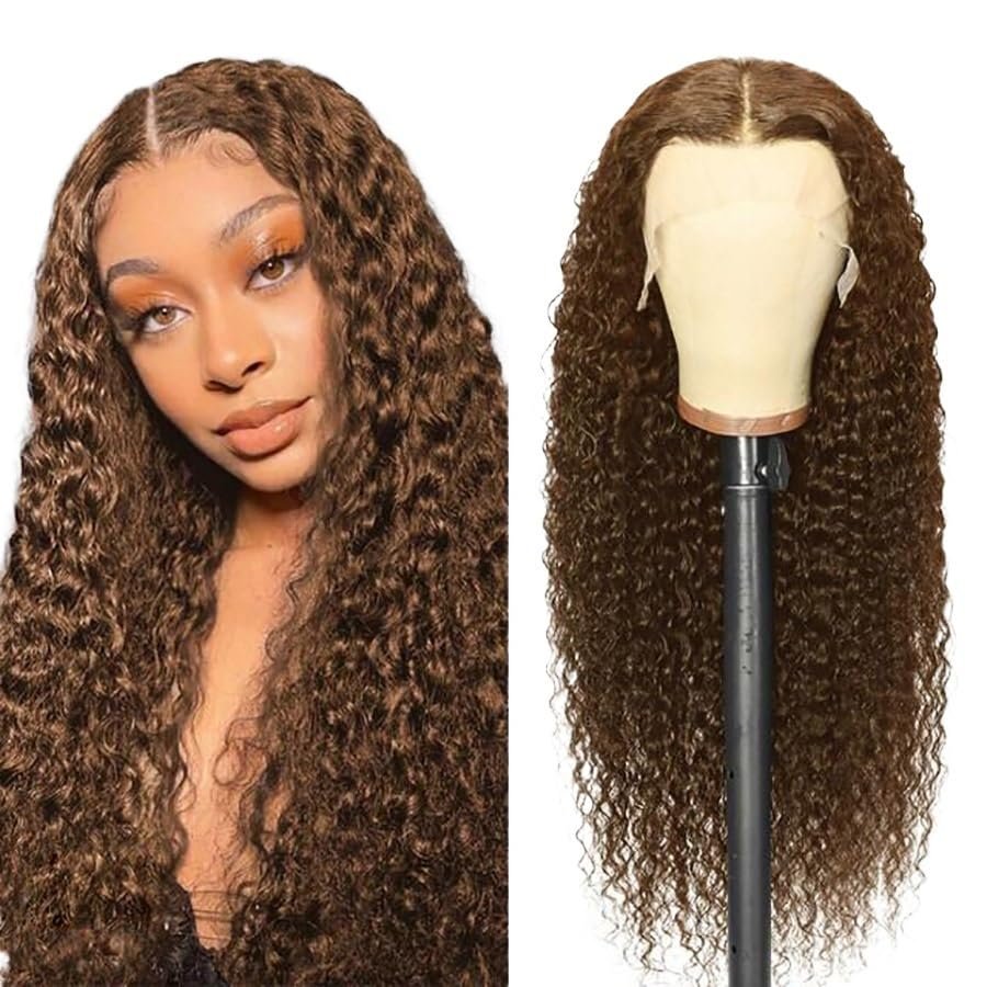 wigs 360 Full Highlight Deep Wave Frontal Wig 13x4 13x6 Hd Lace Brown Lace Front Human Hair WigsGlueless Wig Human Hair Ready To Wear hairpiece(250 Density,4X4 HD LACE_18INCHES)
