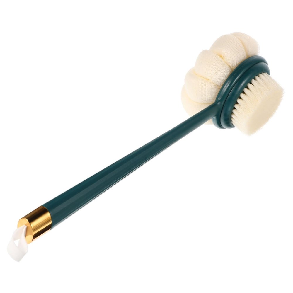 PLAFOPE Double-Sided Bath Brush with Long Handle and Soft Bristles for Back Scrubbing Exfoliating Shower Scrubber for Enhanced Skin Circulation and Convenient Shoulder, Back, Waist