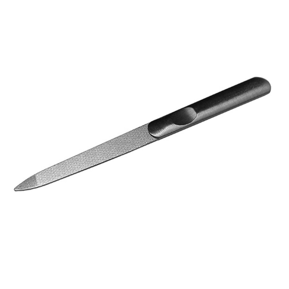 COOLHIYA Stainless Steel Double-Sided Nail File and Buffer Manicure Tool for Natural and False Nails Comfortable Grip for Professional Salon and Home Use