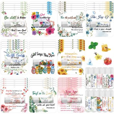 50 Pack Christmas Christian Gifts Bulk for Women Men Religious Lip Balms Bulk Church Party Favors Christmas Party Gifts Stocking Stuffers Bible Verse Study Supplies for Employee Staff Coworker