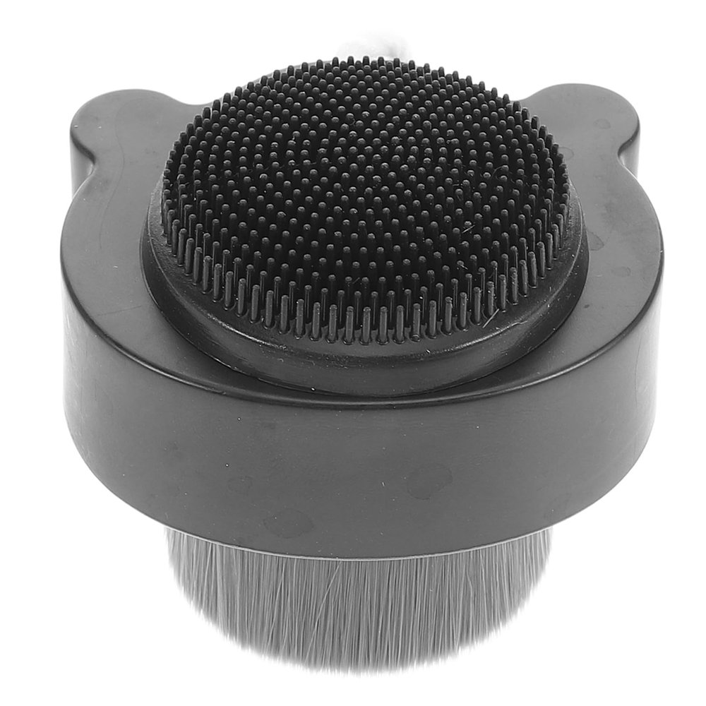 LIFKOME Soft Silicone Dual-Sided Facial Cleansing Brush with Lid Gentle Exfoliator and Deep Pore Scrubber for Daily Skin Care Travel-Friendly Black Face Wash Tool