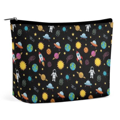 Portable Cosmetic Organizer for Women Travel Zipper Make Up Bag Constellation Solar System Outer Space Lightweight Makeup Brush Toiletry Bag
