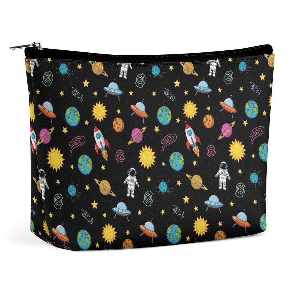 Portable Cosmetic Organizer for Women Travel Zipper Make Up Bag Constellation Solar System Outer Space Lightweight Makeup Brush Toiletry Bag