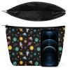 Portable Cosmetic Organizer for Women Travel Zipper Make Up Bag Constellation Solar System Outer Space Lightweight Makeup Brush Toiletry Bag view 3