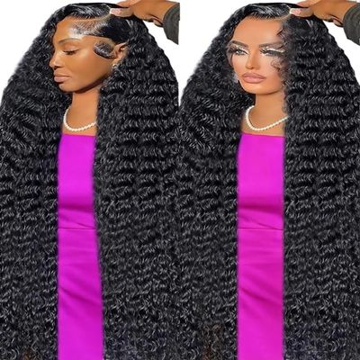wigs 300 Density 40 50Inch Deep Wave 13x6 HD Lace Frontal Human Hair Wig Water Curly 7x5 Glueless Lace Front Wig Human Hair For Women hairpiece(250 Density,13X6 HD LACE WIG_40INCHES)