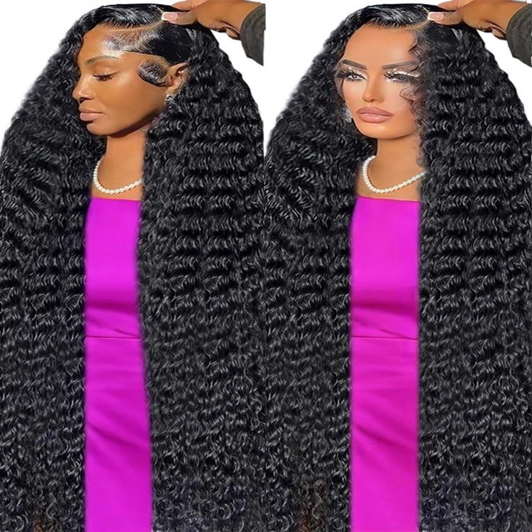 wigs 300 Density 40 50Inch Deep Wave 13x6 HD Lace Frontal Human Hair Wig Water Curly 7x5 Glueless Lace Front Wig Human Hair For Women hairpiece(250 Density,13X6 HD LACE WIG_40INCHES)