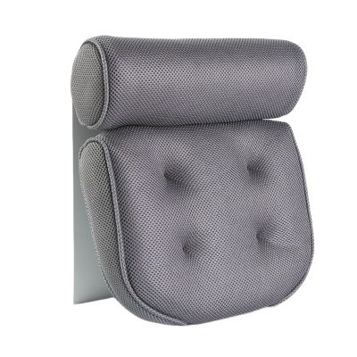 Bath Pillow 4D Square Bathtub Pillow Blue Gray 7 Suction Cup Spring Massage White Spa Pillow(3D Grey 6)