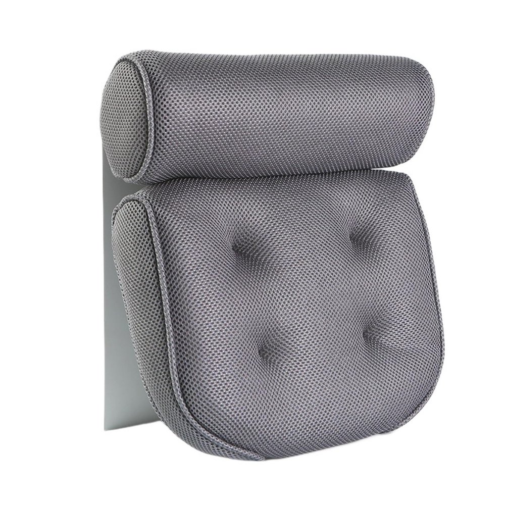 Bath Pillow 4D Square Bathtub Pillow Blue Gray 7 Suction Cup Spring Massage White Spa Pillow(3D Grey 6)