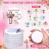 Novabright 50 Pcs Christian Bible Verse Compact Mirrors Flower Cross Pocket view 2