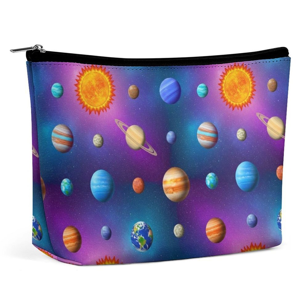 Travel Zipper Cosmetic Case Solar System Space Portable Skincare Brushes Storage Bag Lightweight Toiletry Make Up Bag