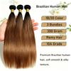 Ombre 2 Tone 1B/30 Brown Straight Human Hair Extension 3 Bundles (22 24 26) view 4