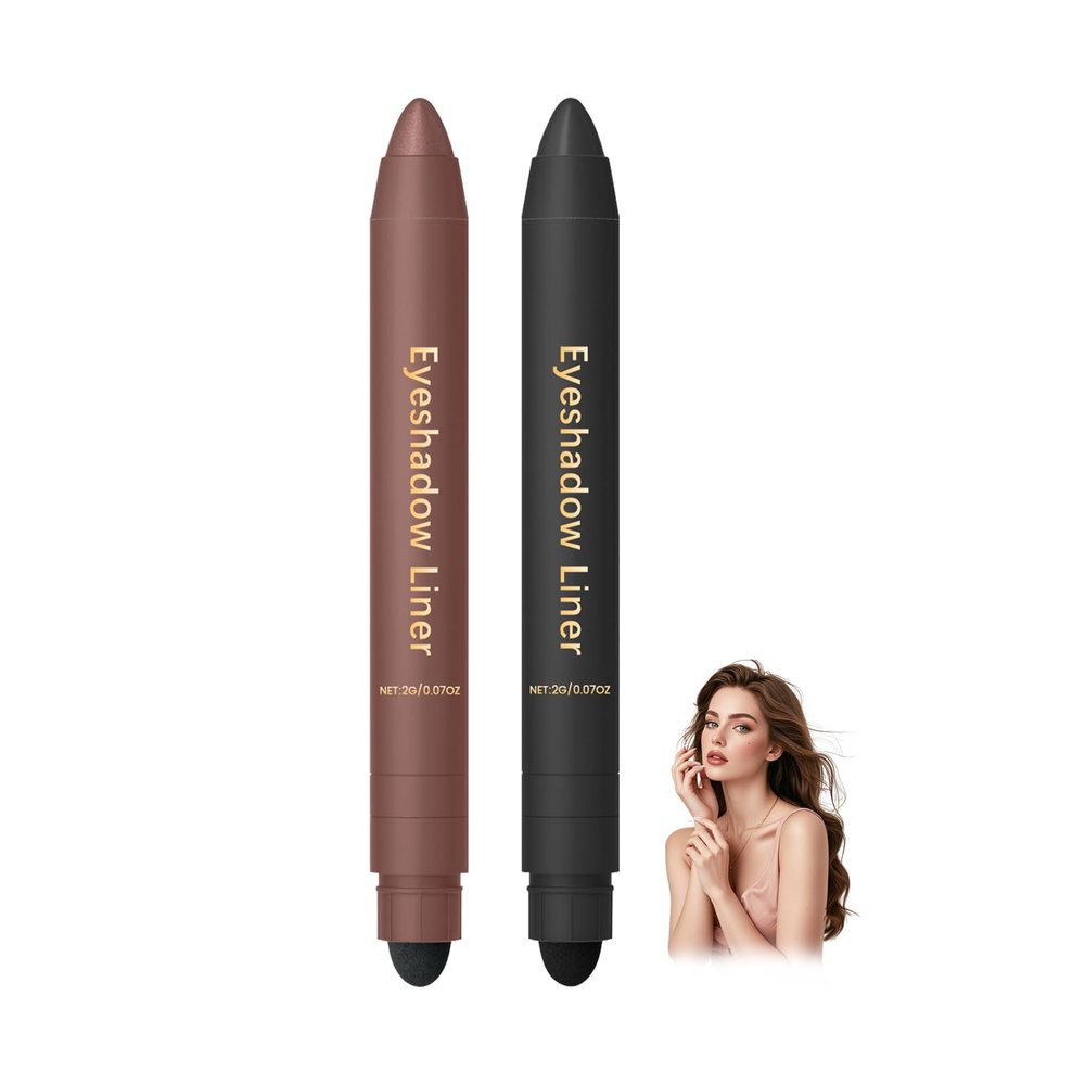 Hgkvnul 2 in 1 Eyeliner and Eyeshadow Plum, Eyeshadow Stick and Liner Duo, Waterproof, Smudge-Proof, Effortless Smoky or Natural Eye Makeup (2Pcs B)