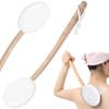 Back Lotion Applicator Wood Long Handled Back Scrubber for Shower Removable Replacement EVA Body Scrubber with Hanging Rope for Bathroom view 1