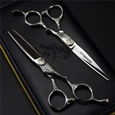 6.0 Inch Silver Styling Hair Stainless Steel Barber Shears Tools, Texturizing Hair Cutting Scissors Sets, Sharp And Precise, for Women, Men And Hairdressers