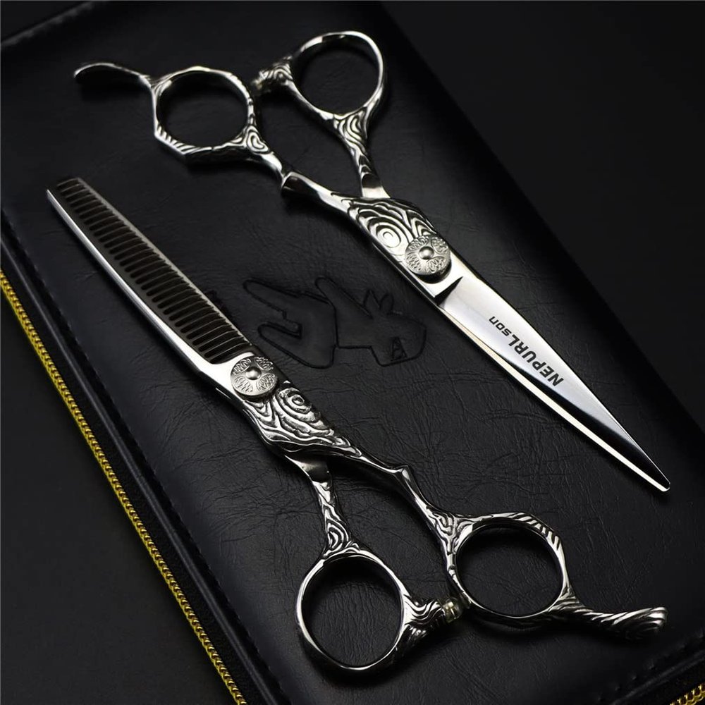 6.0 Inch Silver Styling Hair Stainless Steel Barber Shears Tools, Texturizing Hair Cutting Scissors Sets, Sharp And Precise, for Women, Men And Hairdressers