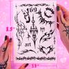 Neotribal Cybersigilism Temporary Tattoos - Sad Cat Y2K Tramp Stamp Fake Tattoo Stickers for Women and Men, 21x15cm, Lasts up to 7 Days (Cybersigilism 69) view 2
