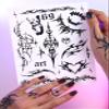 Neotribal Cybersigilism Temporary Tattoos - Sad Cat Y2K Tramp Stamp Fake Tattoo Stickers for Women and Men, 21x15cm, Lasts up to 7 Days (Cybersigilism 69) view 4