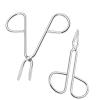 2 Pcs Silver Stainless Steel Eyebrow Tweezers & Scissors Professional Slant Tip Hair Plucker, Ideal for Eyebrow Grooming & Facial Hair Removal at Home or Beauty Routine view 1
