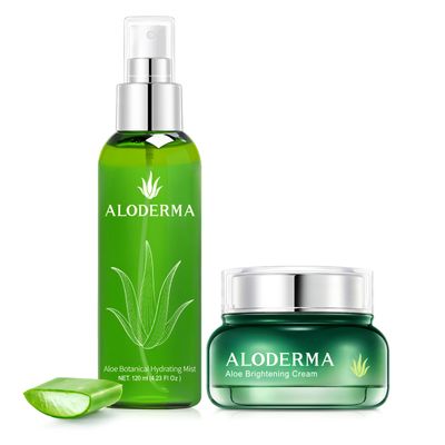 Aloderma Aloe Hydrating Set - Brightening Cream, Botanical Hydrating Mist
