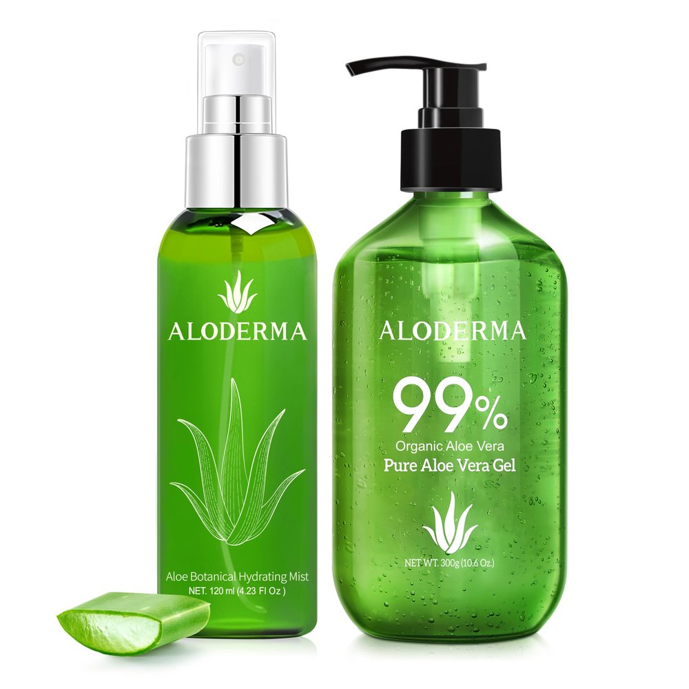 Aloderma Aloe Hydrating Set - Botanical Hydrating Mist, Pure Aloe Vera Gel