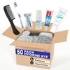 TrekTote 50 Pack Assemble Your Own Hygiene Kit, Bulk Hygiene Essentials, Travel Size Toiletries Set with Comb, Toothbrush, Toothpaste, Shampoo, Deodorant, Bag and More view 1