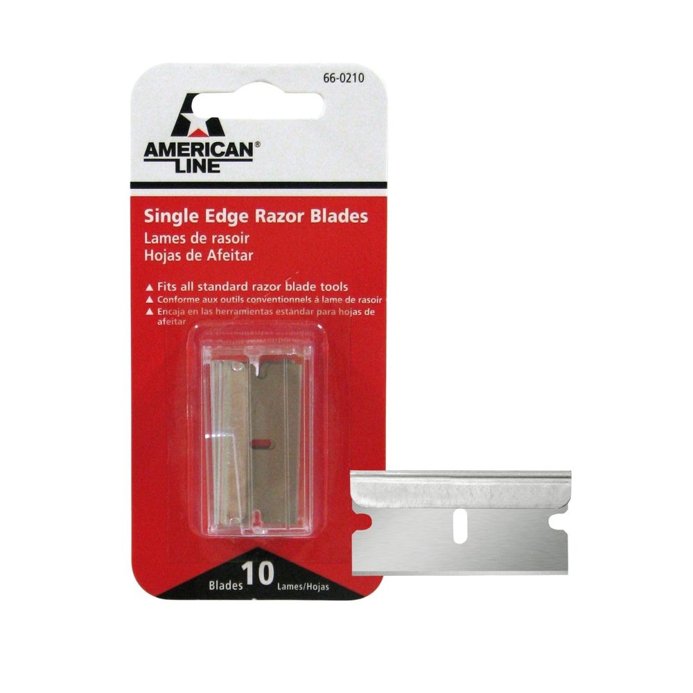 American Line Single Edge Razor Blades with Dispenser - 10-Pack - 0.009" Made of High Carbon Steel - For General Use and Industrial Applications - 66-0210
