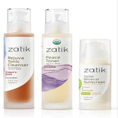 Zatik Naturals - Acne Skin Combo Set with Rejuva Tonic Cleanser (100ml), Peace Toner (100ml) and Solar Mineral Sunscreen (50ml)