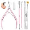 Beetles Manicure Kit for Women with Cuticle Remover, 3 PCS Pink Mani & Nail Art Brushes 8pcs  Crystal Nail Art Tools 5pcs Double-headed Nail view 2