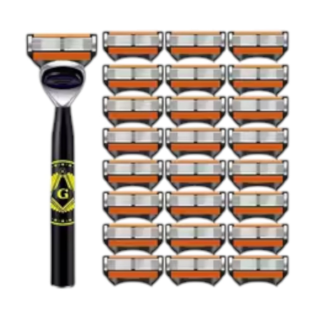 Premium 6-Blade Safety Razor with Metal Handle, Easy Blade Replacement for Smooth Wet Shaving