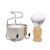Alomejor 3-in-1 Shaving Kit with Synthetic Brush, Stainless Steel Bowl, Stand for Men, Traditional Wet Shaving Set with No Animal Materials view 1