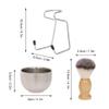 Alomejor 3-in-1 Shaving Kit with Synthetic Brush, Stainless Steel Bowl, Stand for Men, Traditional Wet Shaving Set with No Animal Materials view 2