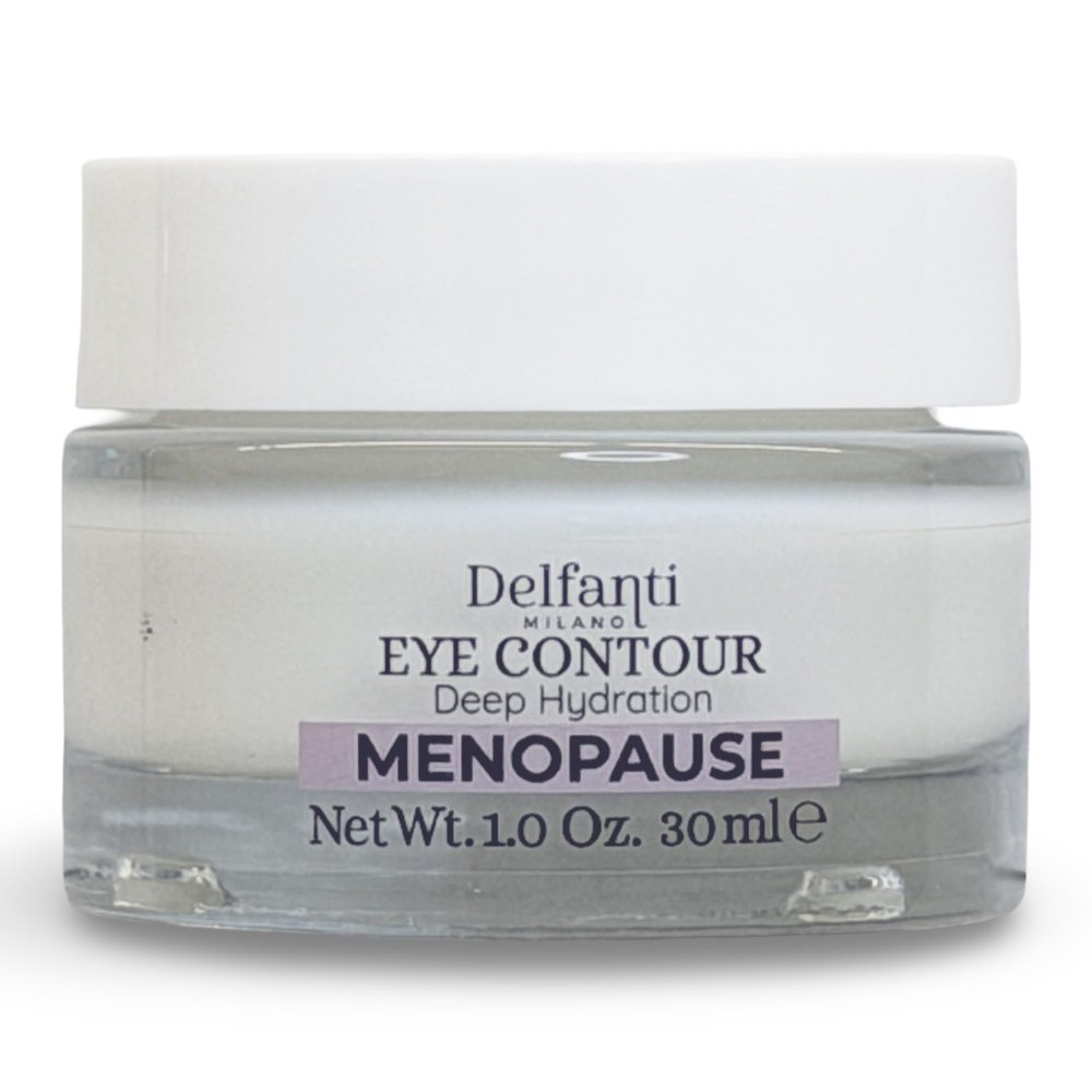 Delfanti-Milano MENOPAUSE EYE CONTOUR CREAM Functional Peptides and Phytoactives of Kudzu Deep Hydration Smoothing Made in Italy 1.0 oz jar