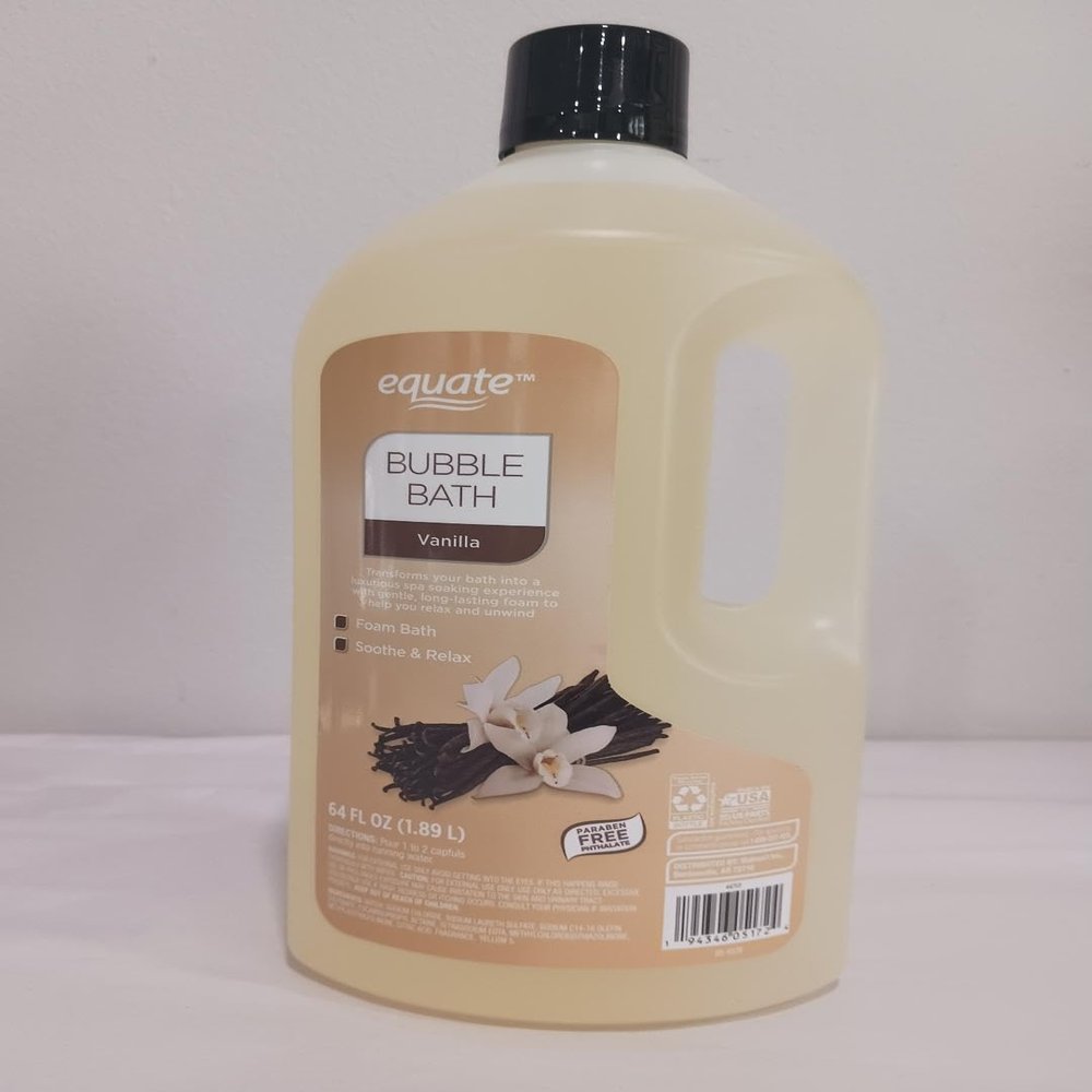 Equate Vanilla Bubble Bath, Soothing Foam Bath for Relaxation, Paraben Free Formula, 64 Fl Oz