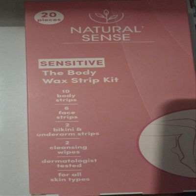 Natural Sense Sensitive Body Wax Strip Kit, 20 Pieces, Dermatologist Tested, For All Skin Types