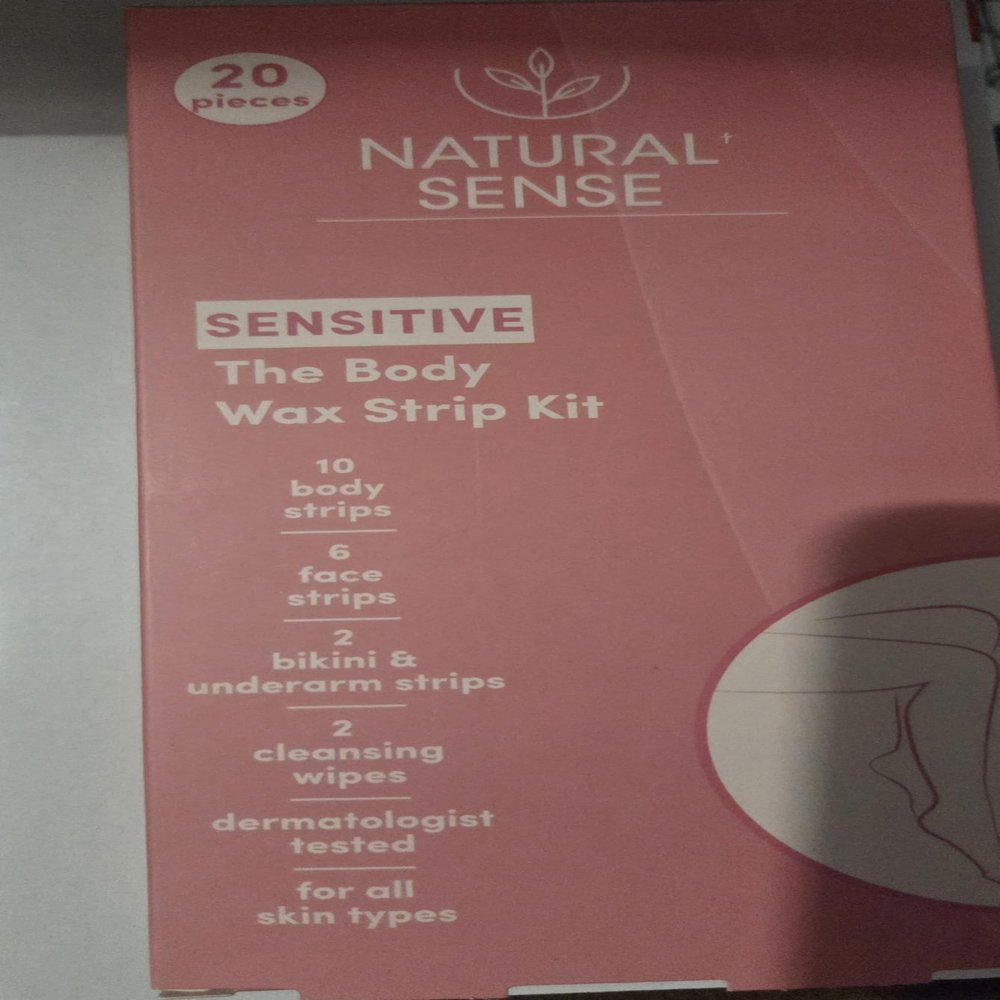 Natural Sense Sensitive Body Wax Strip Kit, 20 Pieces, Dermatologist Tested, For All Skin Types