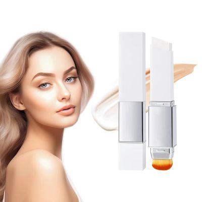 Color-Changing Foundation Stick, Dual-Ended Full Coverage Foundation with Ultra-Fine Bristle Brush, Create a Lightweight, Long-Lasting and Charming Makeup Look 03# MEDIUM 13g