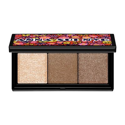 ANNA SUI 3-Color Palette, Sheer & Layerable Eye & Cheek Makeup, Natural Muted Shades with Pearl Shimmer, Lightweight Blendable Texture, Compact Case, 02 Cool palette with Modern brown, 0.26 oz