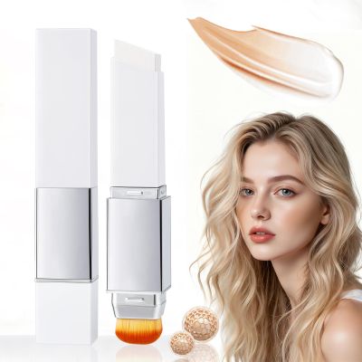 Color-Changing Foundation Stick, Lightweight and Long-Lasting Full Coverage Foundation Stick, Dual-Ended with Ultra-Fine Bristle Brush, Create a Natural, Flawless Makeup Look 04#TAN