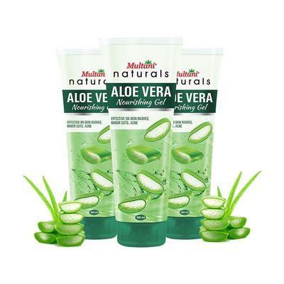 Multani Naturals Aloe Vera Nourising Gel | For Face & Hair | Hydrating, Moisturizing, Soothing Skin | Multipurpose Gel | Paraben Free | 150 ml (Pack of 3)