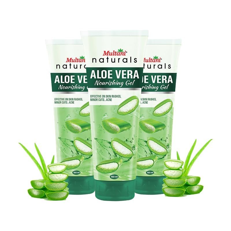 Multani Naturals Aloe Vera Nourising Gel | For Face & Hair | Hydrating, Moisturizing, Soothing Skin | Multipurpose Gel | Paraben Free | 150 ml (Pack of 3)