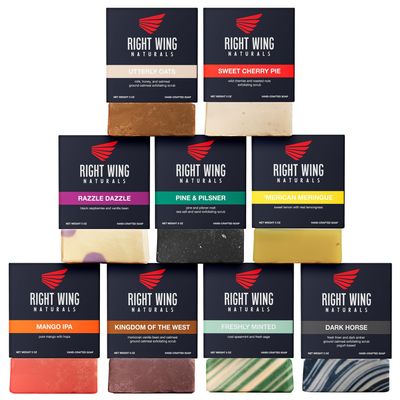 Right Wing Naturals Bar Soap Gift Set for Men | Handcrafted Cold-Pressed | Handmade Organic Soap for Men | Most Popular Flavors | Natural Scented Mens Bar Soap| Pack of 9 Bars (NATTY RIGHT 9-PACK)
